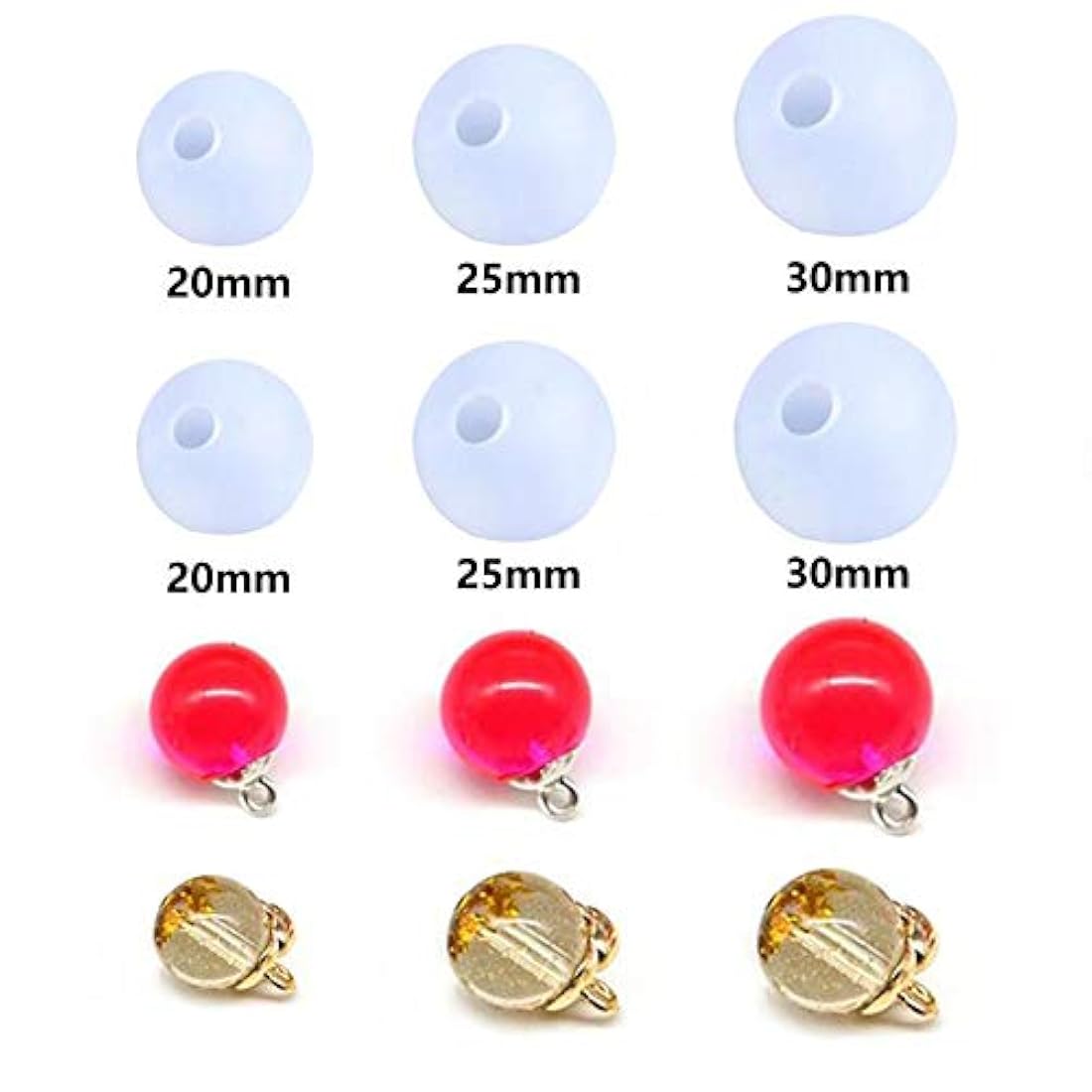 DyAiPet - Molde de bolas de silicona, 9 unidades de resina epoxi, moldes de esfoides universitarios, moldes para colgante, para manualidades de resina UV, bricolaje para joyería (0.787 in/0.984 in/1.181 in)