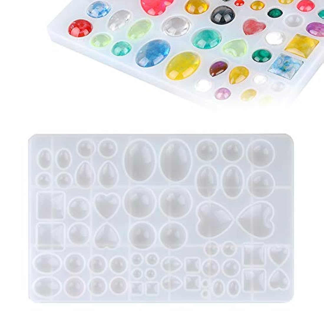 Molde de silicona para hacer joyas, collar, pulsera, collar, colgante de resina, herramienta de manualidades con cuadrado redondo, ovalado, forma de corazón para hacer joyas, bricolaje