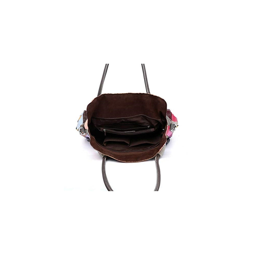 Bolso de mano multicolor Boston para mujer de piel