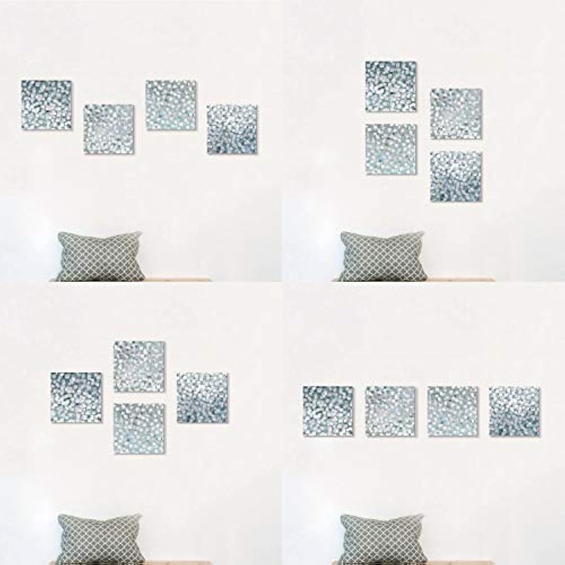 Cuadro abstracto gris sobre lienzo pared lámina plateada