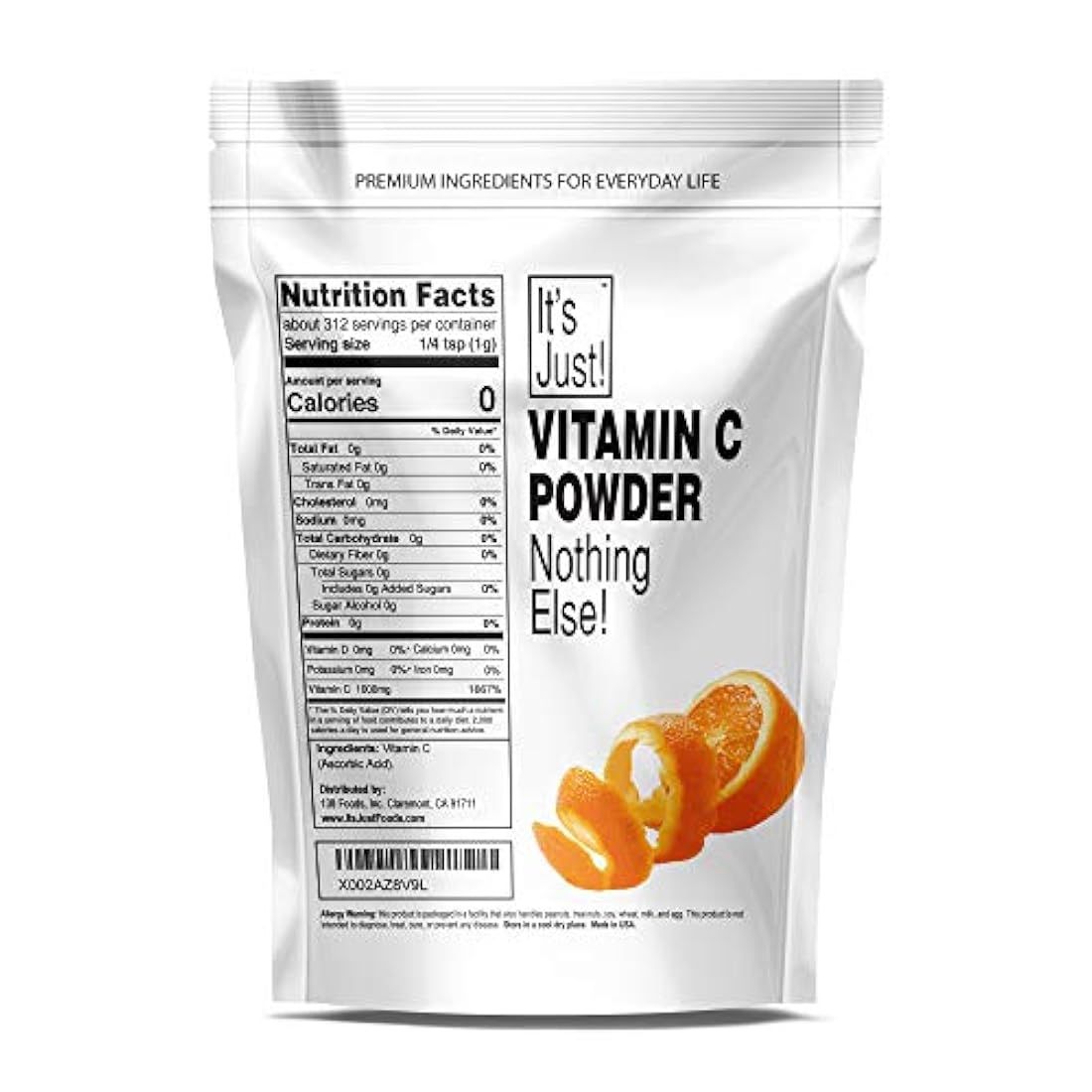 Polvo de vitamina C, grado alimenticio, sin OMG