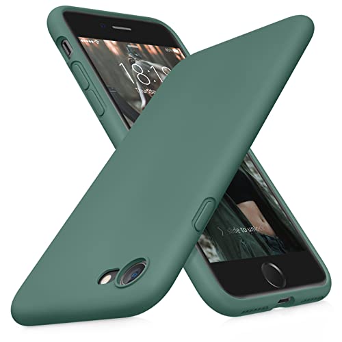 DTTOCASE - Funda para iPhone SE 2022/2020, iPhone 8, iPhone 7, funda de silicona líquida para iPhone SE 8 7 de 4.7 pulgadas, colorida y suave funda protectora para niñas y mujeres, color verde medianoche