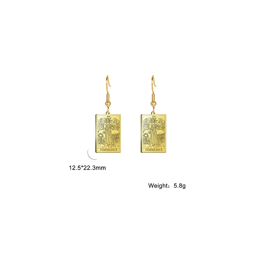 Aretes colgantes de cartas de tarot de acero inoxidable