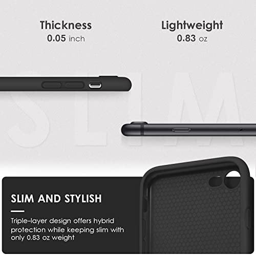 DTTOCASE - Funda para iPhone SE 2022/2020, iPhone 8, iPhone 7, funda de silicona líquida para iPhone SE 8 7 de 4.7 pulgadas, funda protectora colorida suave y sedosa para niñas y mujeres, color negro