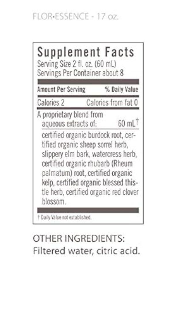 Té líquido desintoxicante Flora FlorEssence, limpieza diaria de hierbas suave y natural, 90% ingredientes orgánicos, 17 onzas