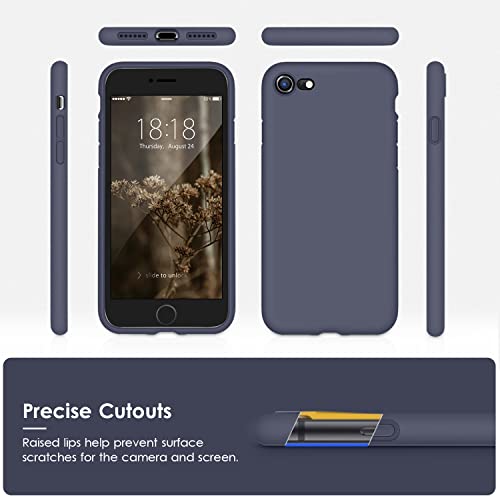DTTOCASE - Funda para iPhone SE 2022/2020, iPhone 8, iPhone 7, funda de silicona líquida para iPhone SE 8 7 de 4.7 pulgadas, funda protectora colorida suave y sedosa para niñas y mujeres, azul marino