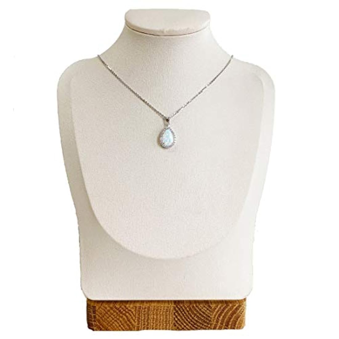 Collar con ópalo de fuego blanco de plata de ley
