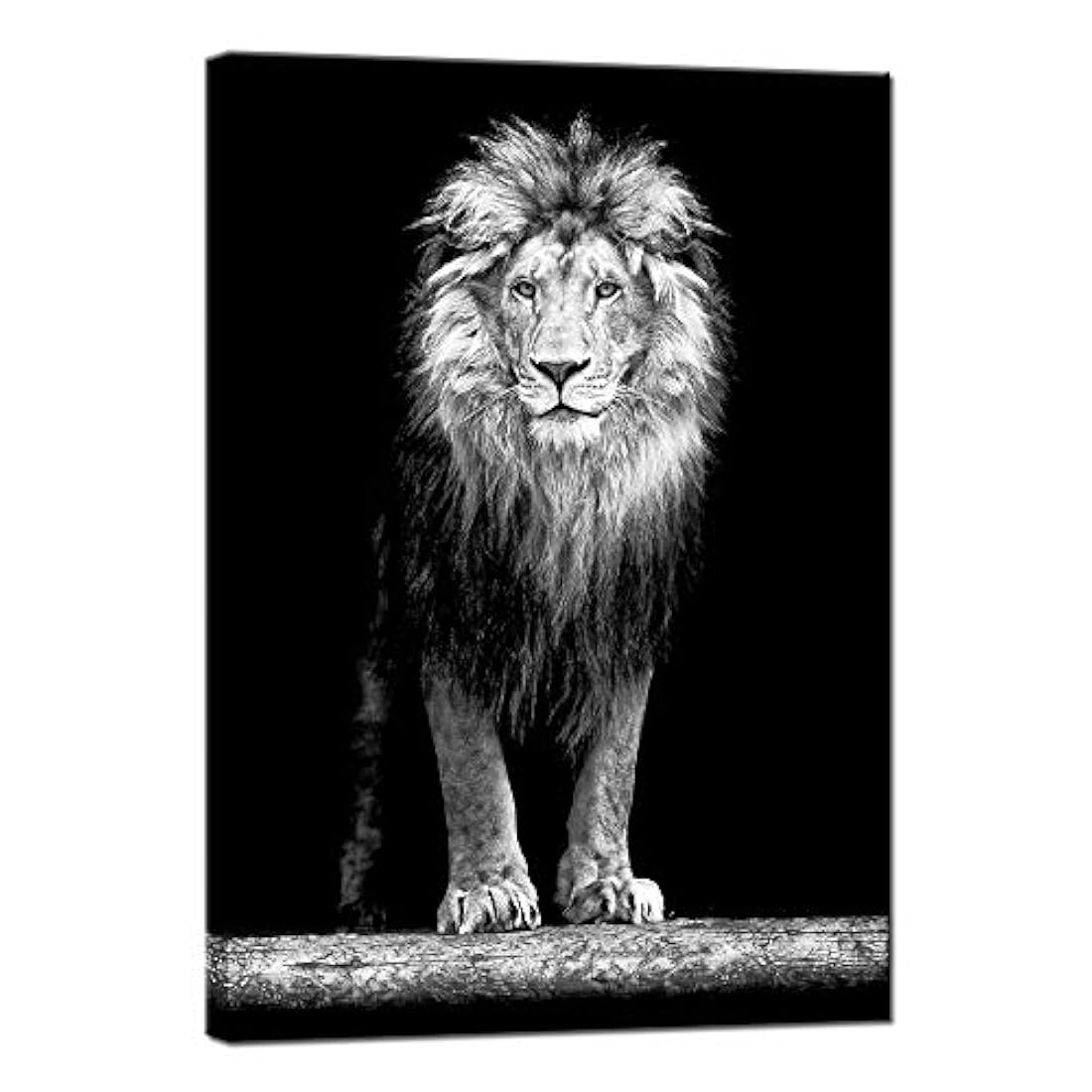 LevvArts - Lienzo impreso de retrato de León blanco y negro