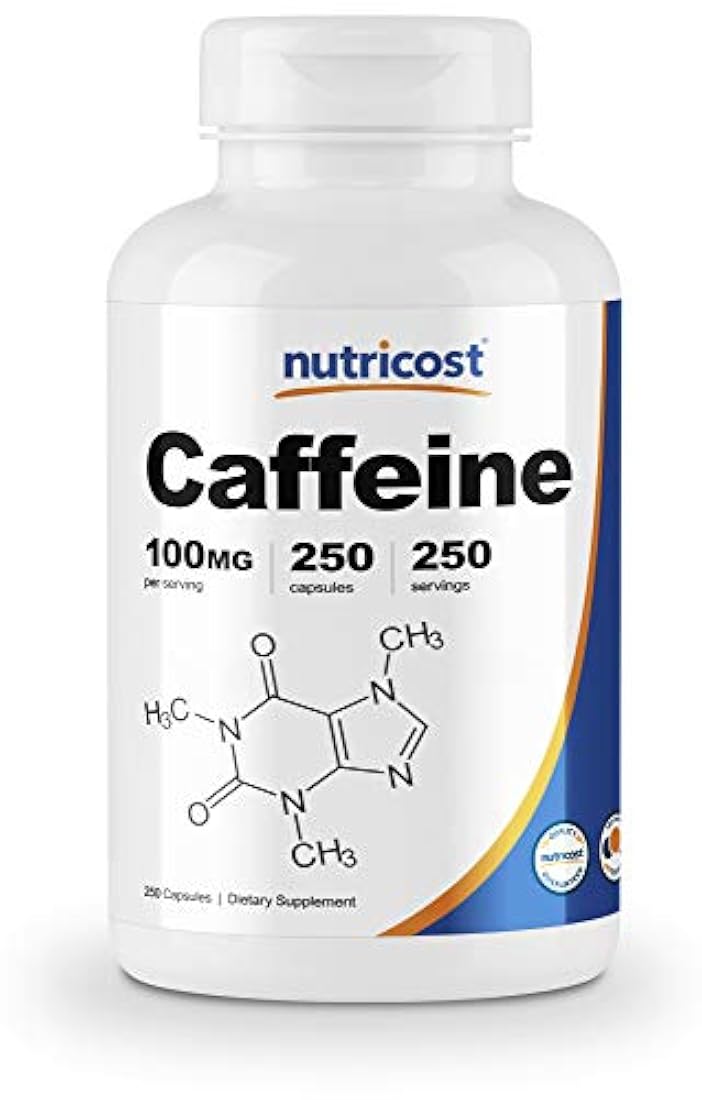 Nutricost Pastillas de cafeína 100 mg por porción, 250 cápsulas, 1