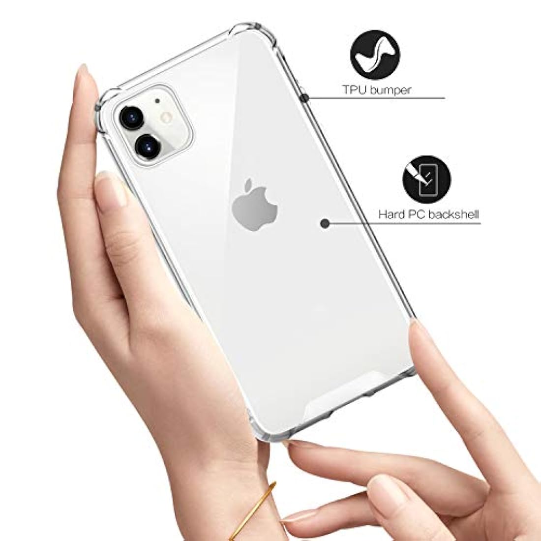 Carcasa para iPhone 11, transparente, antiarañazos Salawat