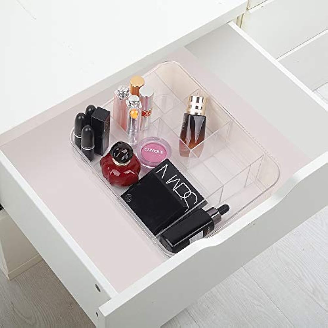 Bandeja organizadora de maquillaje, Crystal Clear