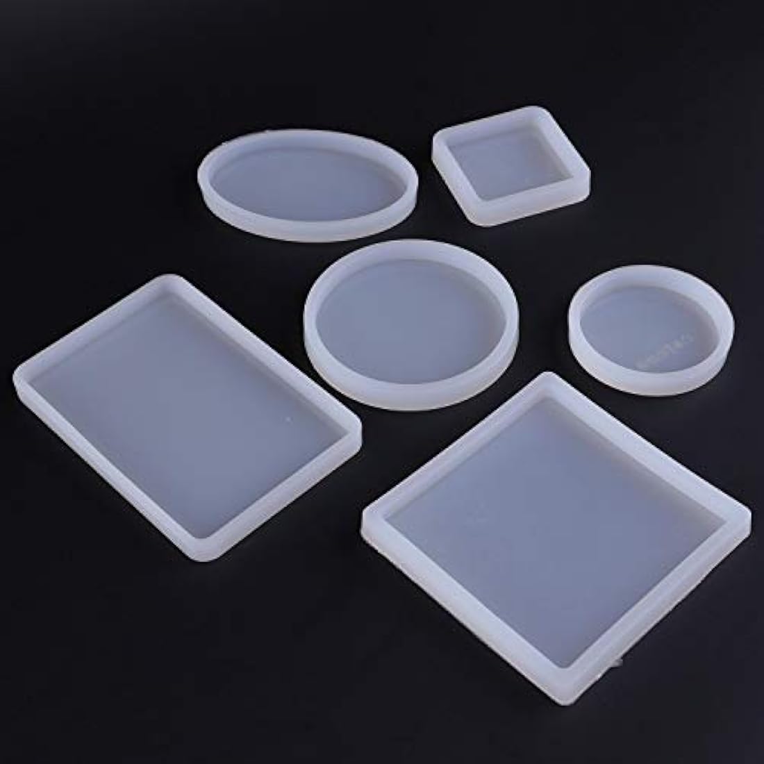 Moldes de resina de grandes diseños, Airlxf, 6 piezas de moldes de resina para moldear joyas, reutilizables, redondos, cuadrados, rectangulares, elipse, pequeños, rectangulares, para hacer joyas de resina