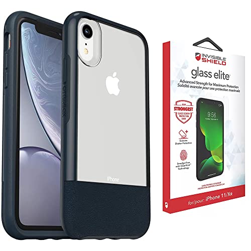 OtterBox Statement Series - Funda para iPhone XR con protector de pantalla ZAGG, protección extrema contra roturas, paquete (jade transparente/oscuro)