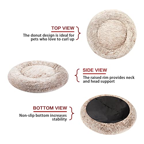 Bedfolks - Cama calmante para perros y gatos | Cama redonda de felpa esponjosa para perros pequeños, medianos y grandes, lavable a máquina