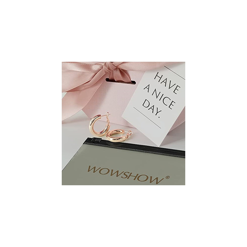 Aretes gruesos huecos chapados en oro para mujer