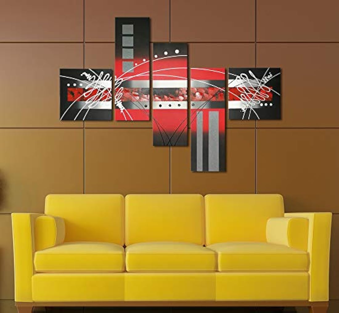 Wieco Art - Lienzo decorativo pintado a mano, 5 unidades