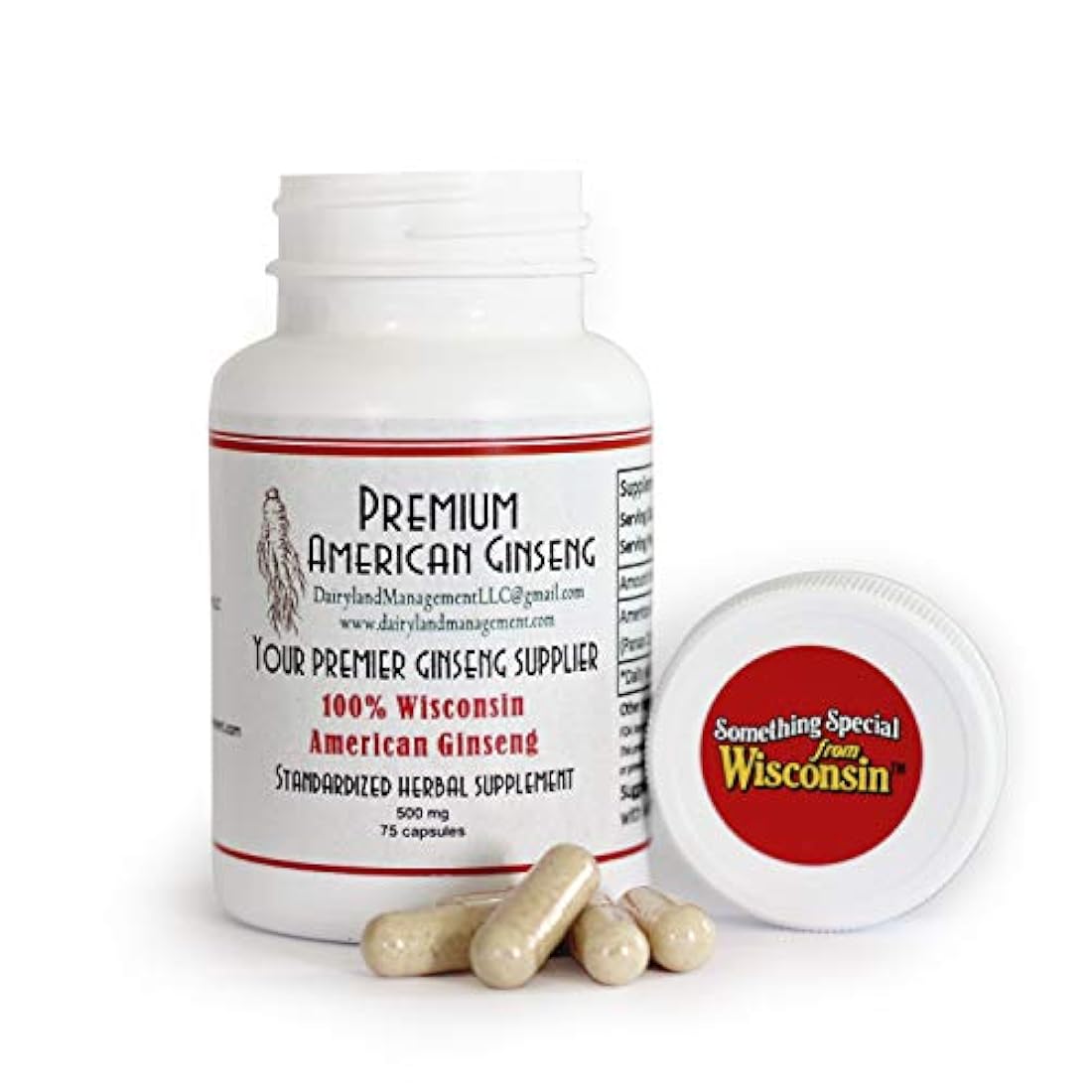 Cápsulas de ginseng 100% auténticas americanas, 500 mg.
