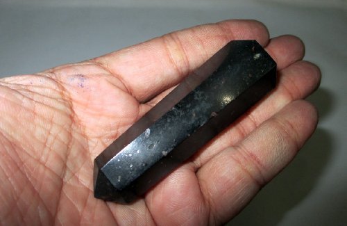 Genuino Negro 6 Facetas Aura Cristal de roca Natural Pulido