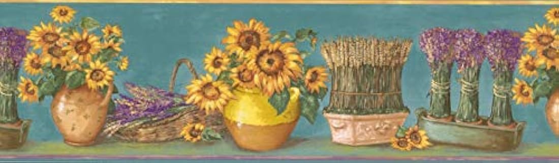 Papel pintado decorativo pre-pegado estilo girasoles(7x15ft