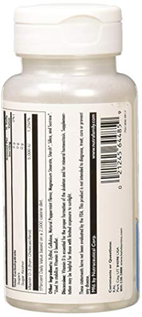 Ultra D3 5000 IU, la menta, Kal 60 Chewable