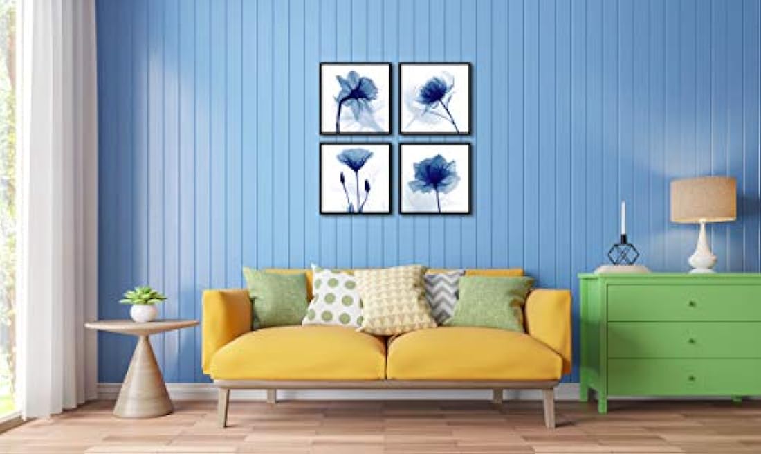 Pyradecor Negro Enmarcado Azul Flor parpadeante Pinturas