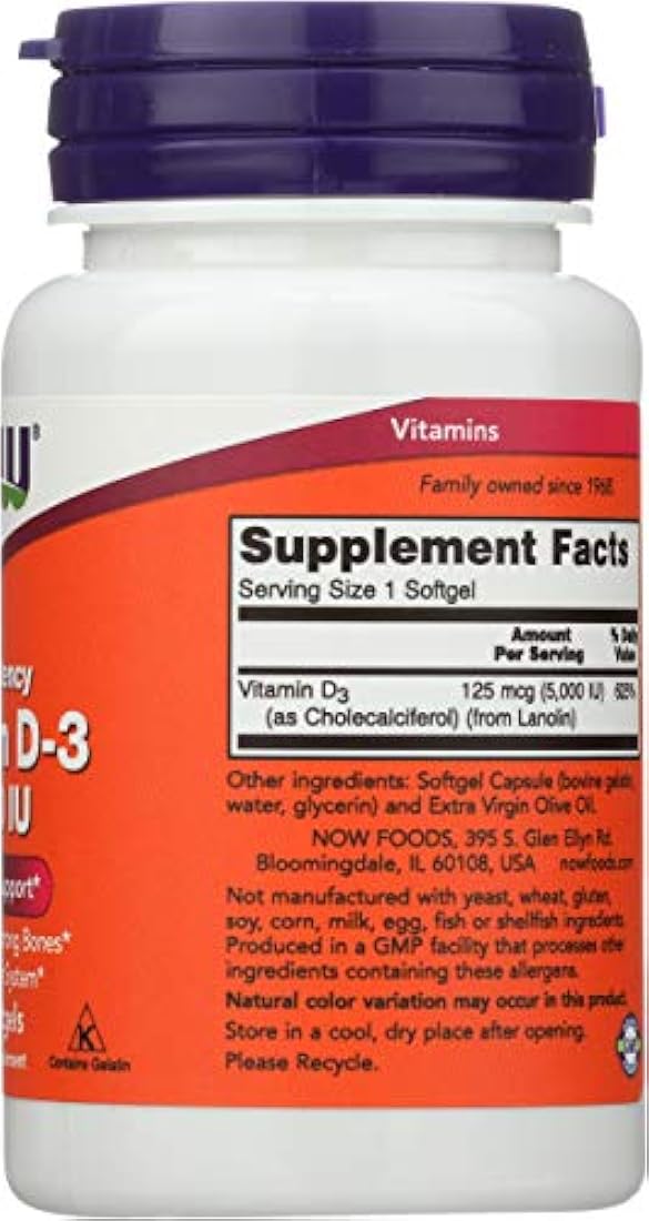 Now Foods Vitamina D3 5000 IU – 120 softgels, 2 Pack