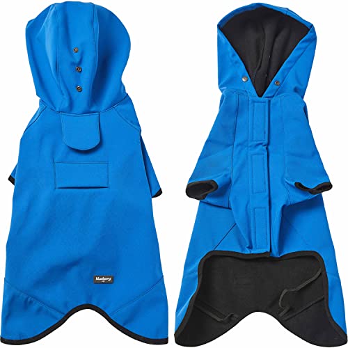 Blueberry Pet Chaqueta impermeable para perro de 10 pulgadas, impermeable con capucha y cortavientos con correa y agujero para arnés, azul deslumbrante, equipo de lluvia para perros