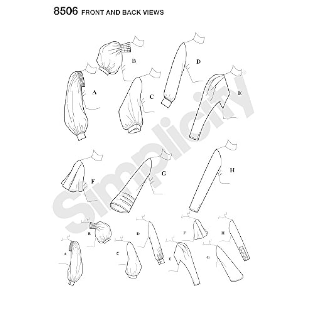 Simplicity US8506A - Patrones de costura para camisas