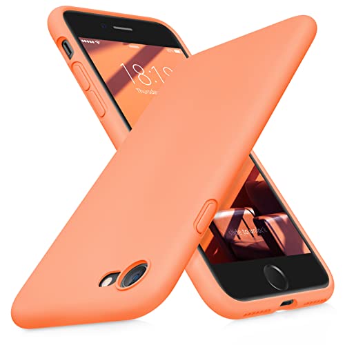 DTTOCASE - Funda para iPhone SE 2022/2020, iPhone 8, iPhone 7, funda de silicona líquida para iPhone SE 8 7 de 4.7 pulgadas, funda protectora colorida suave y sedosa para niñas y mujeres, nectarina