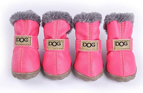 PIHAPPY - Botas de invierno para perros pequeños, antideslizantes, suaves, suela antideslizante, protectores para patas de cachorros, 4 unidades