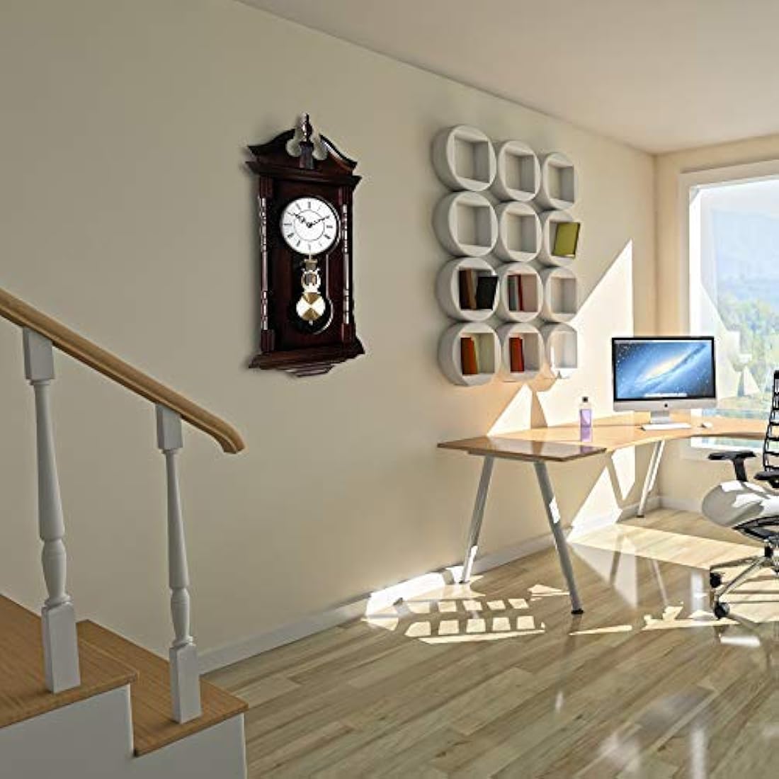 reloj abuelo de madera con melodía con péndulo de madera