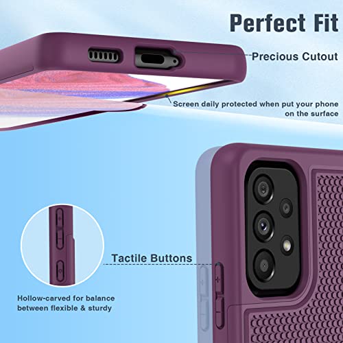 Funda para Samsung Galaxy A53 5G (Galaxy A53 5G UW): funda protectora de doble capa resistente a prueba de golpes, resistente con parte trasera texturizada antideslizante, protección militar, 6.5 pulgadas (color morado burdeo)