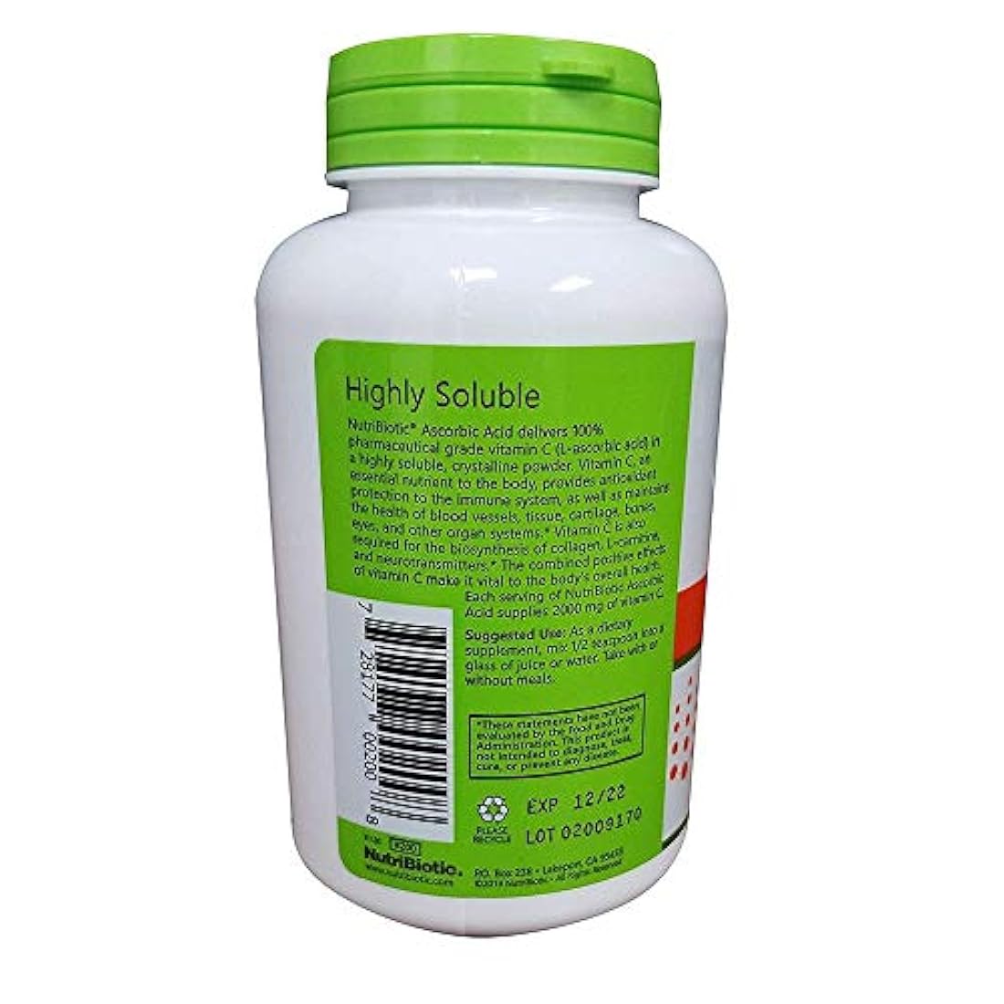 Polvo nutribiótico de ácido ascórbico, 8 onzas