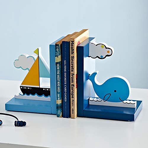 JHNIF Un par de sujetalibros de madera de dibujos animados