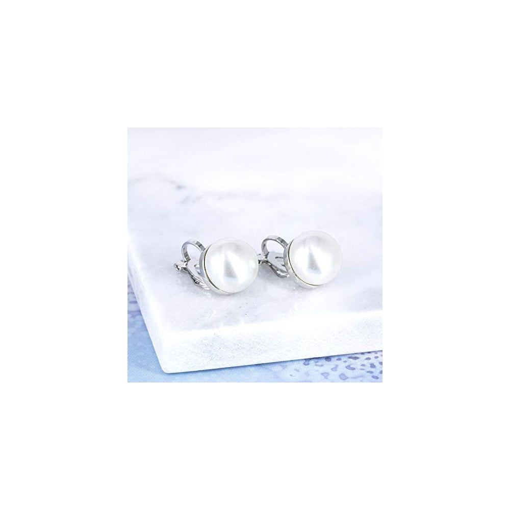Aretes Clip de perlas de agua dulce simuladas para mujeres