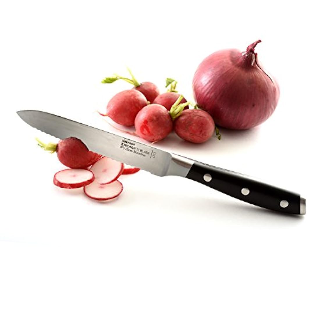 Cuchillo de acero inoxidable, Cuchillo serrado, Negro