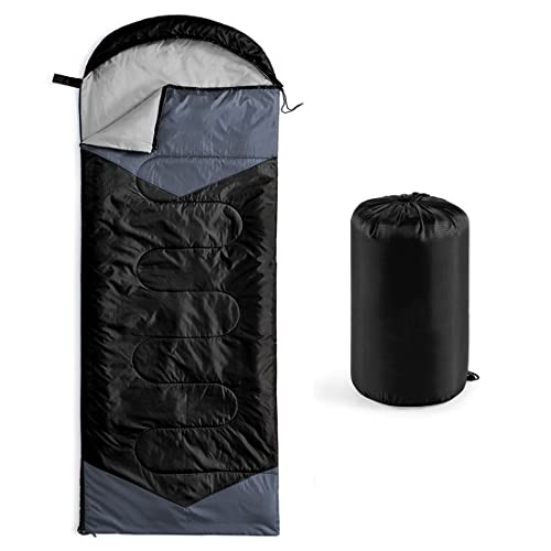 Oaskys - Saco de dormir para acampar, para 3 estaciones, clima cálido y fresco, verano, primavera, otoño, ligero, resistente al agua, para adultos y niños, equipo de campamento, viajes y al aire libre.