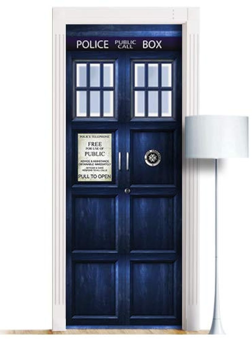 Pegatina para puerta / pared / nevera – Caja de llamadas Londres – Mural desprendible, Decole, piel, envoltura, calcomanía, cubierta, póster, todos los tamaños (32 x 80)