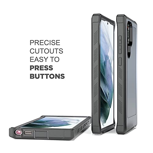 MOTIVE Bunker Series - Funda ultra resistente para Samsung Galaxy S22 con clip para cinturón, funda resistente de grado militar, color negro