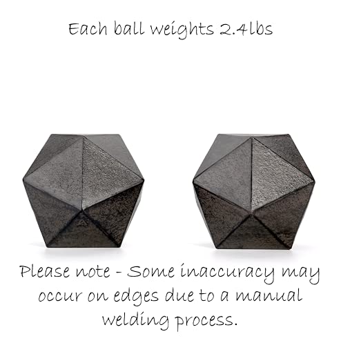 Ambipolar Estantería geométrica con forma de bola de hierro fundido decorativo sujetalibros o organizador, paquete de 2 (negro)