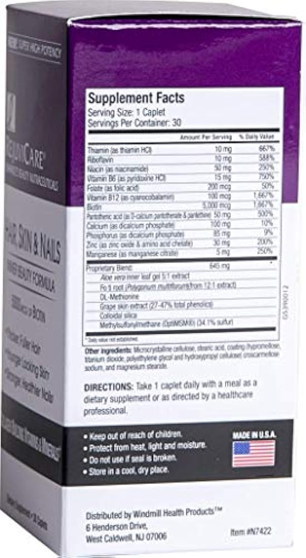 Rejuvicare Fórmula de belleza para cabello, piel y uñas con biotina, vitaminas y minerales de construcción de colágeno, 30 porciones