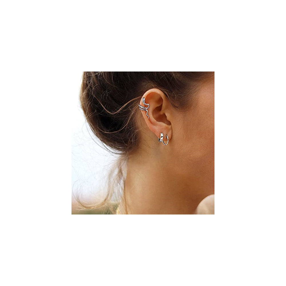 Aretes de plata con clip para mujer