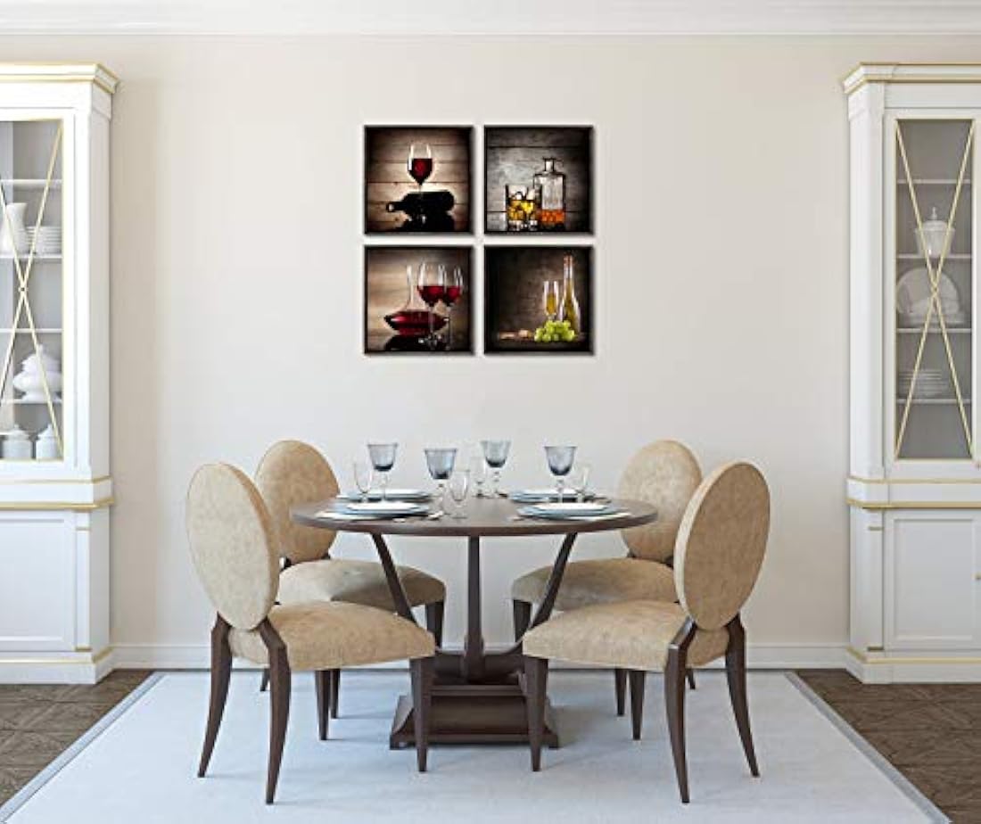 Wieco Art - Copas de vino HD modernas,estiradas y enmarcadas