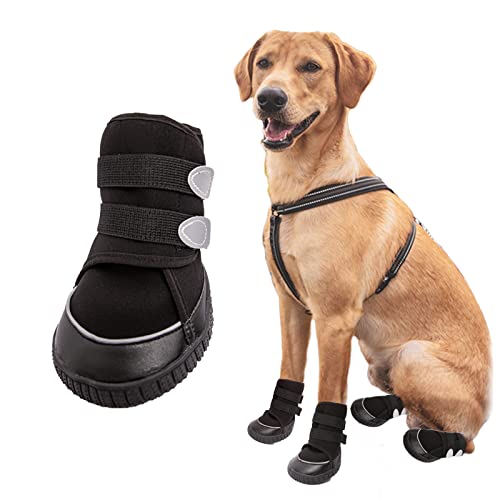 Adorepaw Zapatos para perros grandes con correas reflectantes, botas de perro para invierno, protectores de patas con suela antideslizante, perfectos para caminar al aire libre.