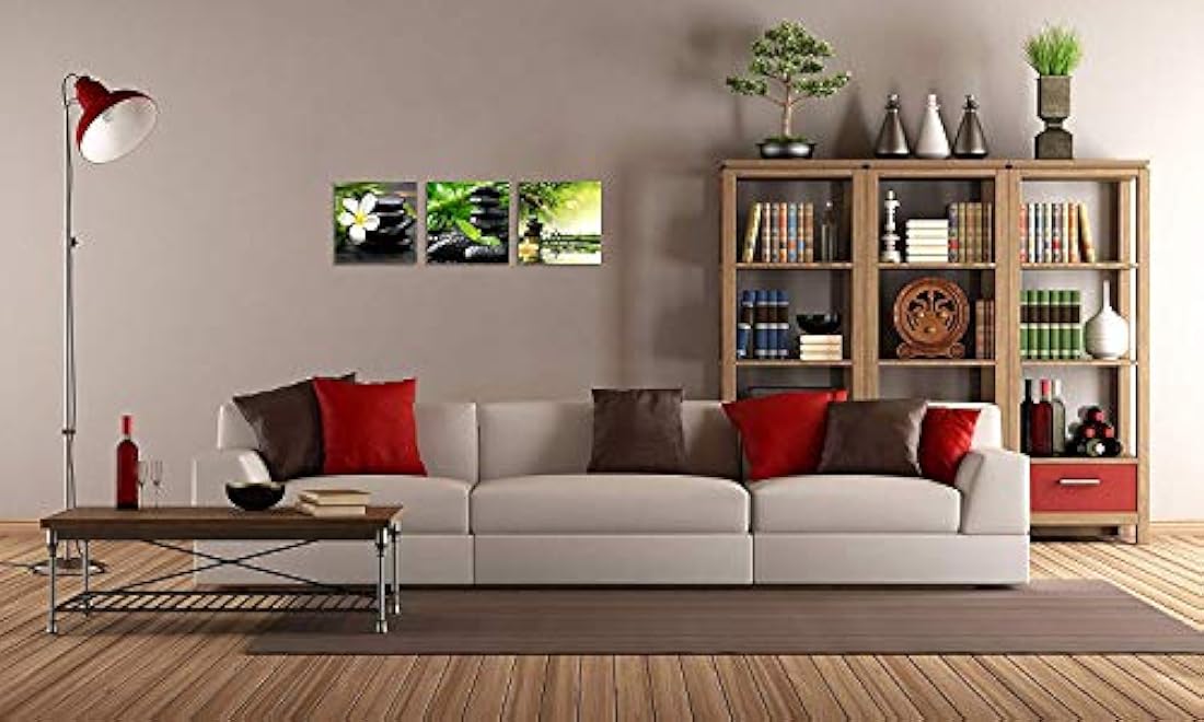 TutuBeer - Lienzo de 3 paneles, diseño de flores de bambú