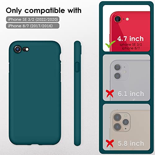DTTOCASE - Funda para iPhone 8, iPhone 7, iPhone SE 2022/2020, funda de silicona líquida para iPhone 8 7 SE de 4.7 pulgadas, colorida y suave funda protectora para niñas niños y mujeres, color verde azulado