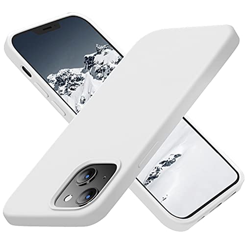 Cordking - Funda para iPhone 13, ultradelgada, de silicona, funda protectora a prueba de golpes con forro de microfibra antiarañazos, 6.1 pulgadas, blanco