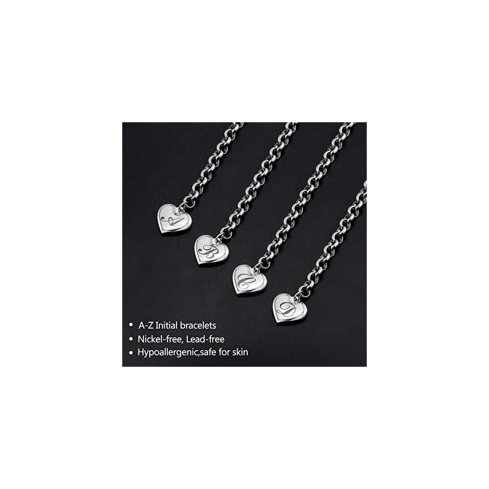 Pulseras de acero inoxidable y dije en forma de corazón