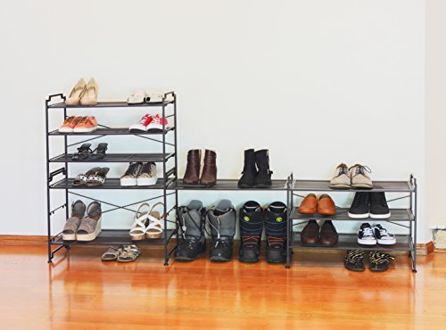 Estante de servicio apilable de 3 niveles para zapatos