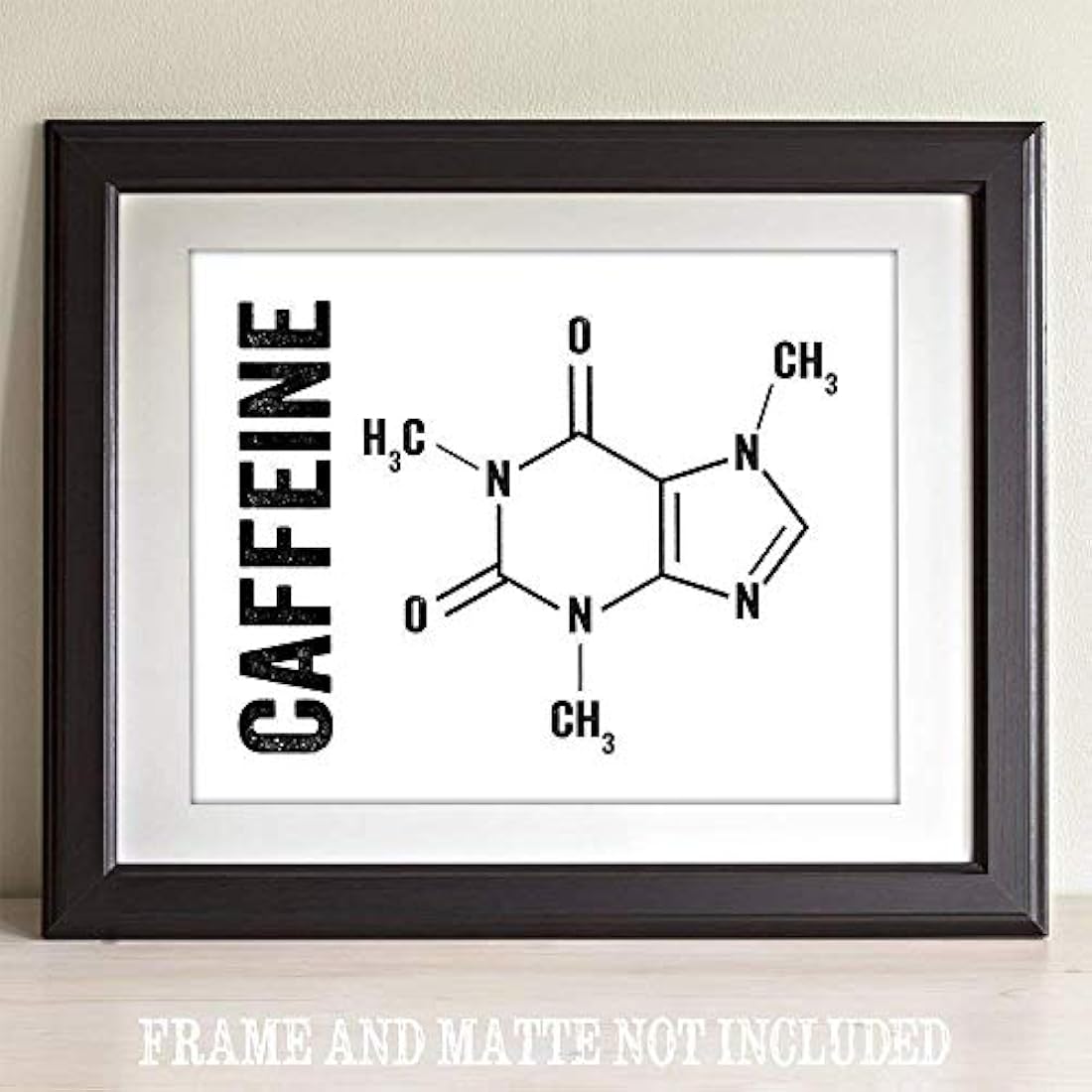 Molécula de cafeína Lámina tipográfica sin marco 11x14